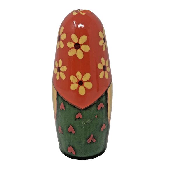 Matryoshka Russian Chime Doll Vintage Hand Painted Roly Poly Folk Art Set of 2 - Picture 4 of 15